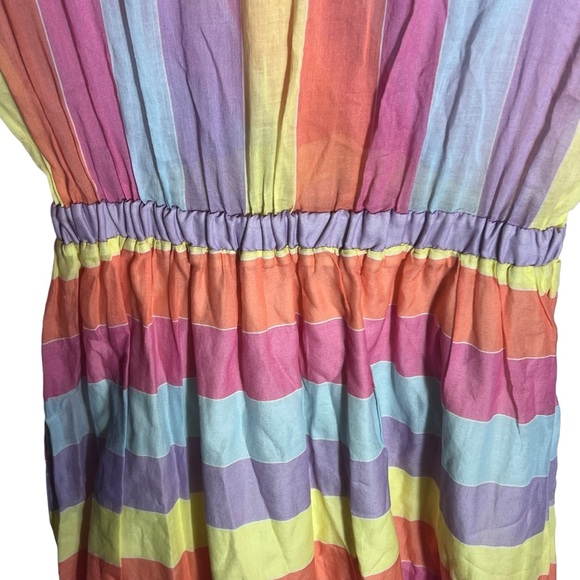Tara Jarmon Multicolored Stripey Hourglass Midi Dress, French Size 38 - Picture 5 of 14
